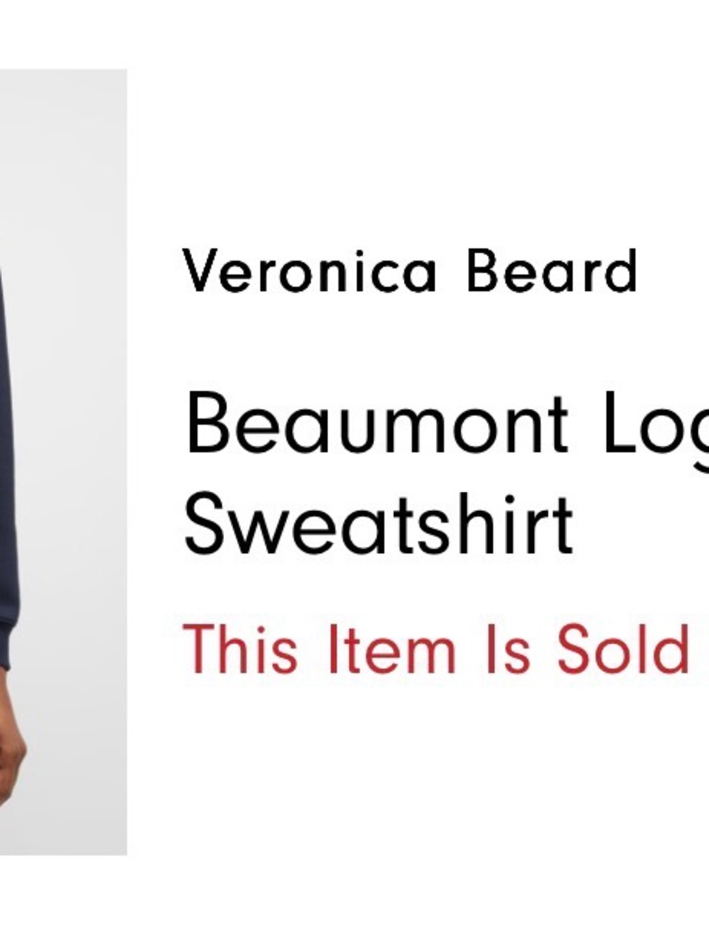 Veronica Beard Beaumont Cropped Navy Sweatshirt - Picture 3 of 3